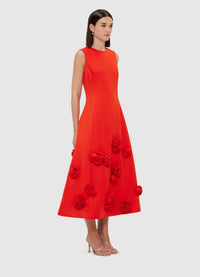 Exclusive Leo Lin Cleo Sleeveless Midi Dress - Scarlet