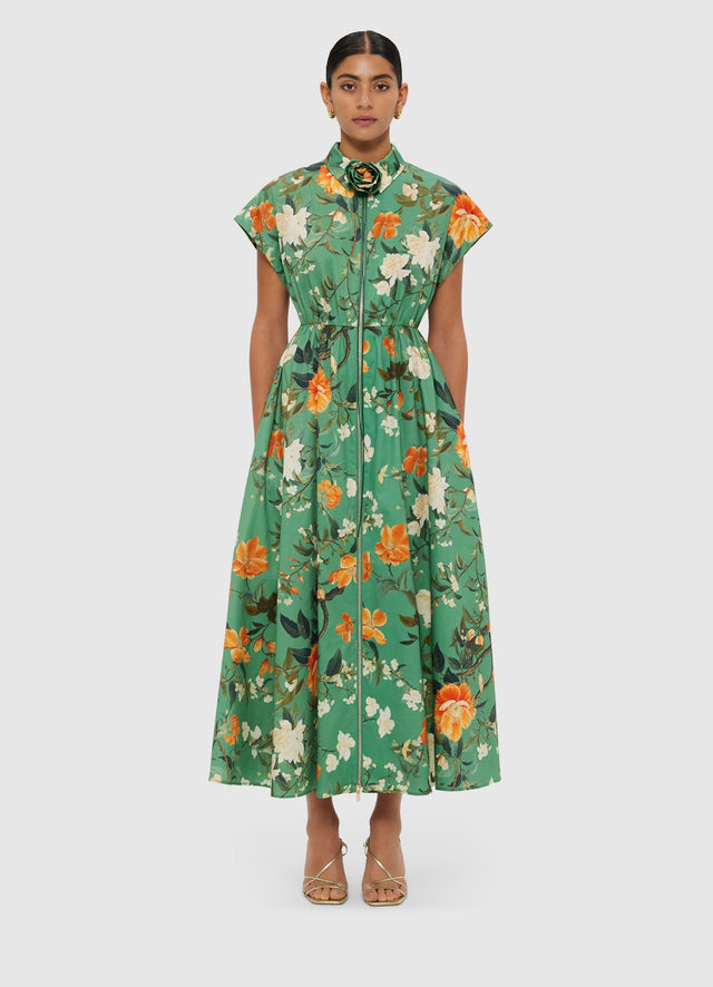 Exclusive Leo Lin Anita Shirt Midi Dress - Camelia Print