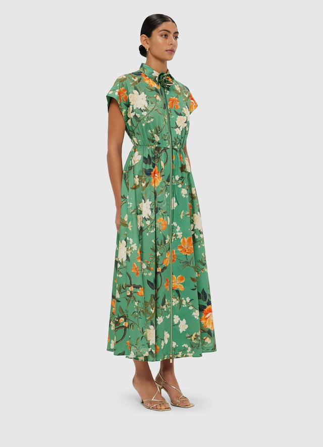 Exclusive Leo Lin Anita Shirt Midi Dress - Camelia Print