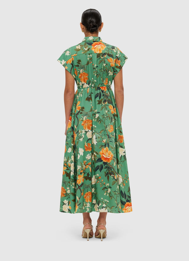 Exclusive Leo Lin Anita Shirt Midi Dress - Camelia Print