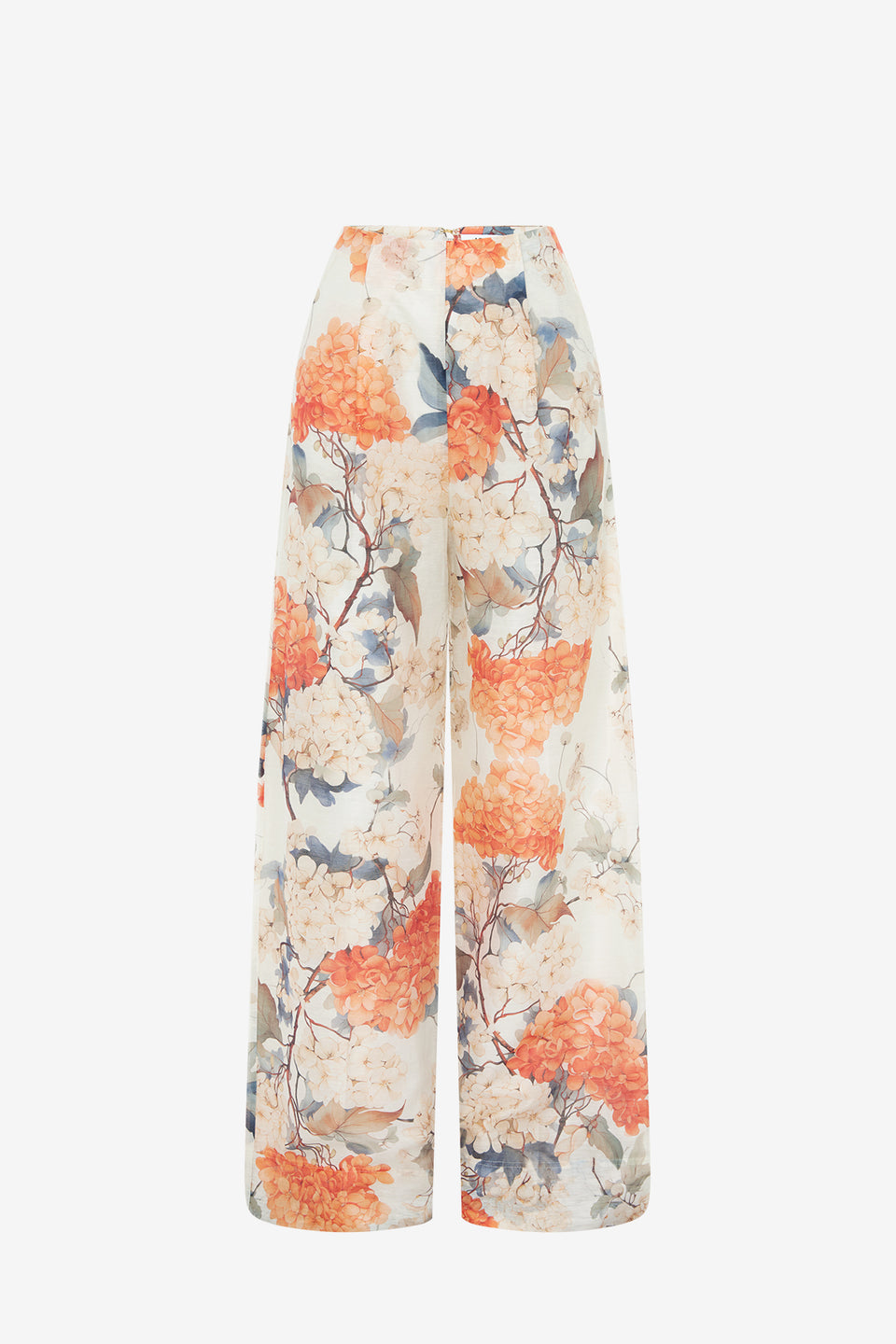 Exclusive Leo Lin Luisa Pants - Hydrangea Print in Vanilla