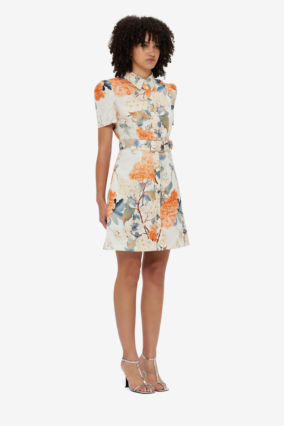 Exclusive Leo Lin Bronte Mini Dress - Hydrangea Print in Vanilla