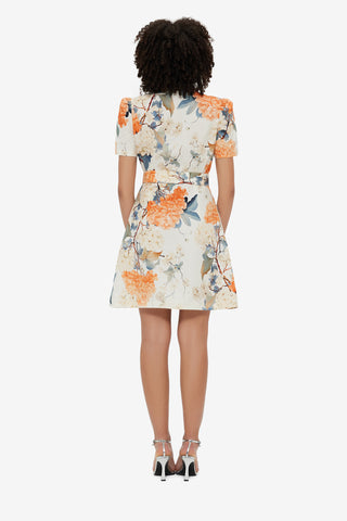 Exclusive Leo Lin Bronte Mini Dress - Hydrangea Print in Vanilla