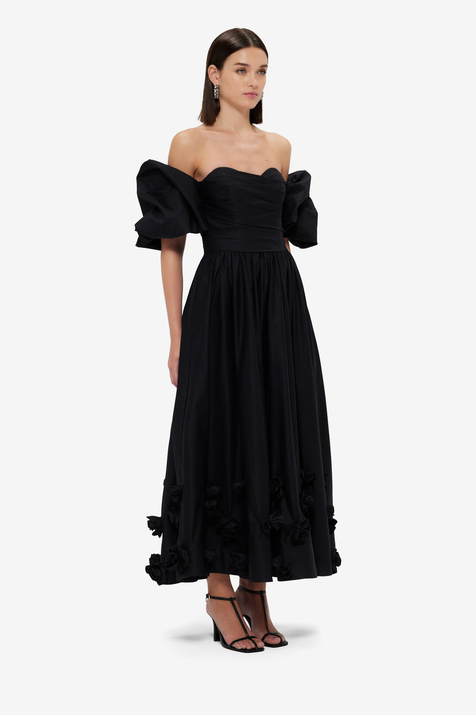 Exclusive Leo Lin Miranda Rose Midi Dress - Ebony