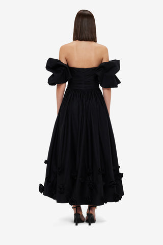 Exclusive Leo Lin Miranda Rose Midi Dress - Ebony