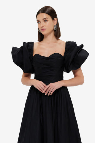 Exclusive Leo Lin Miranda Rose Midi Dress - Ebony