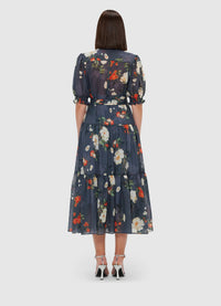 Exclusive Leo Lin Ellie Bishop Sleeve Midi Dress - Pear Blossom Print