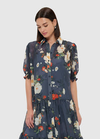 Exclusive Leo Lin Ellie Bishop Sleeve Midi Dress - Pear Blossom Print