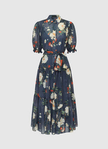 Ellie Bishop Sleeve Midi Dress - Pear Blossom Print