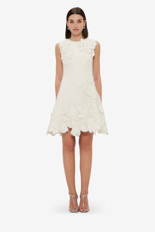 Exclusive Leo Lin Chloe Appliqué Sleeveless Mini Dress - Vanilla