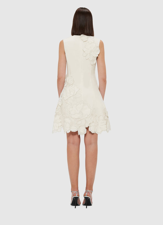 Exclusive Leo Lin Chloe Appliqué Sleeveless Mini Dress - Vanilla