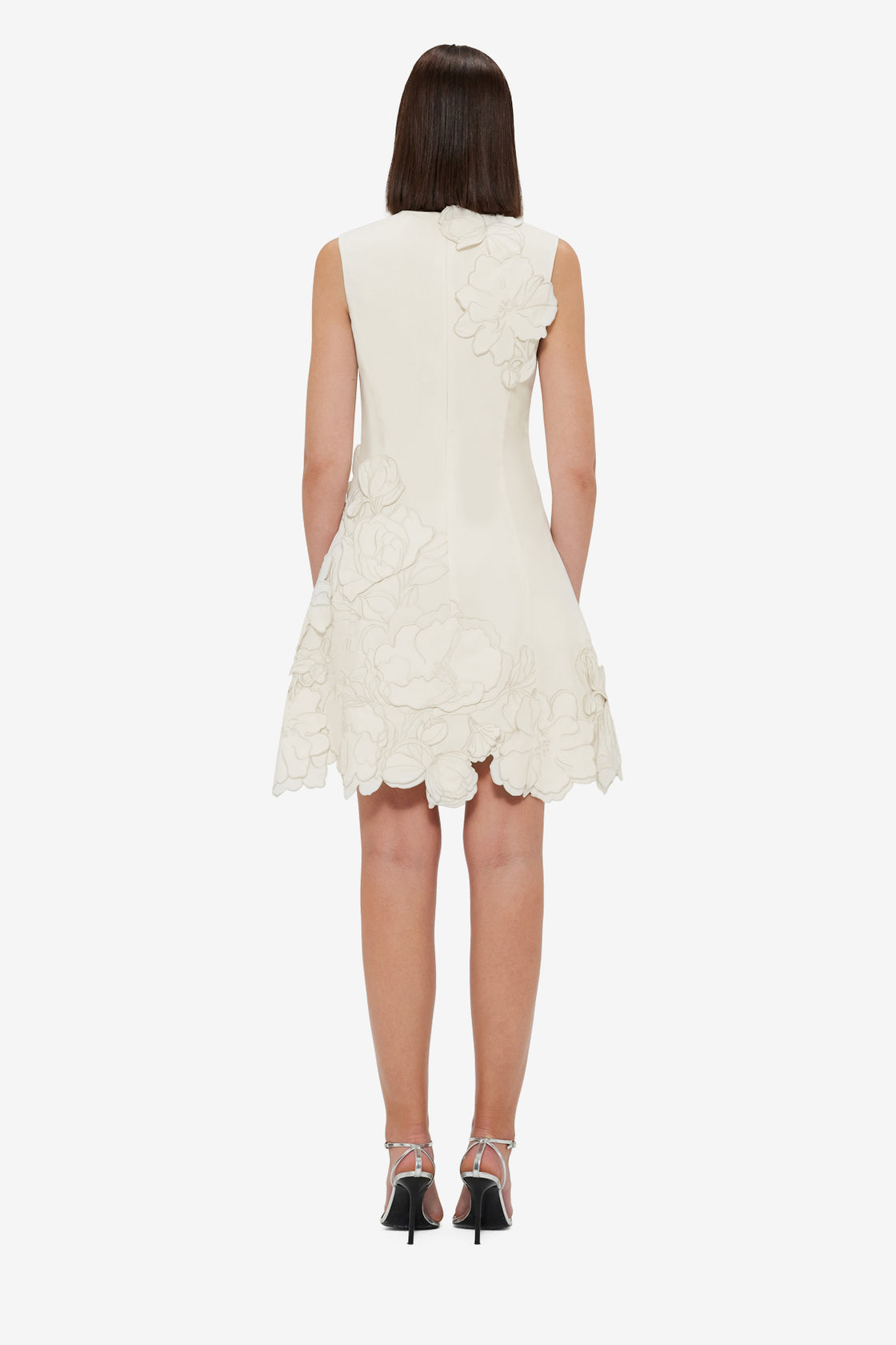 Exclusive Leo Lin Chloe Appliqué Sleeveless Mini Dress - Vanilla