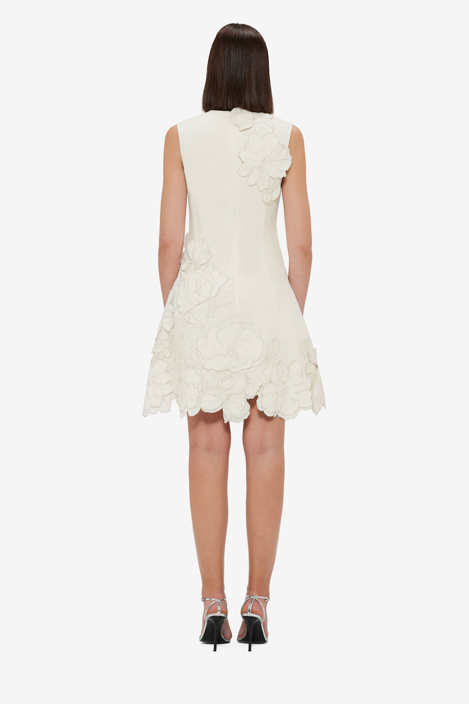 Exclusive Leo Lin Chloe Appliqué Sleeveless Mini Dress - Vanilla