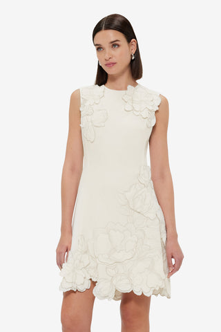Exclusive Leo Lin Chloe Appliqué Sleeveless Mini Dress - Vanilla