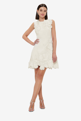 Exclusive Leo Lin Chloe Appliqué Sleeveless Mini Dress - Vanilla