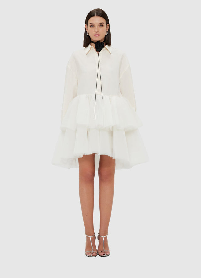 Exclusive Leo Lin Ivy Tiered Mini Dress - Vanilla