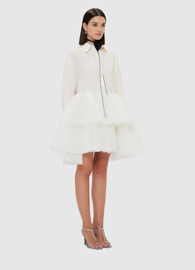 Exclusive Leo Lin Ivy Tiered Mini Dress - Vanilla