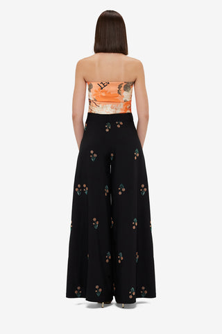 Exclusive Leo Lin Small Scarf - Hydrangea Print in Tangerine