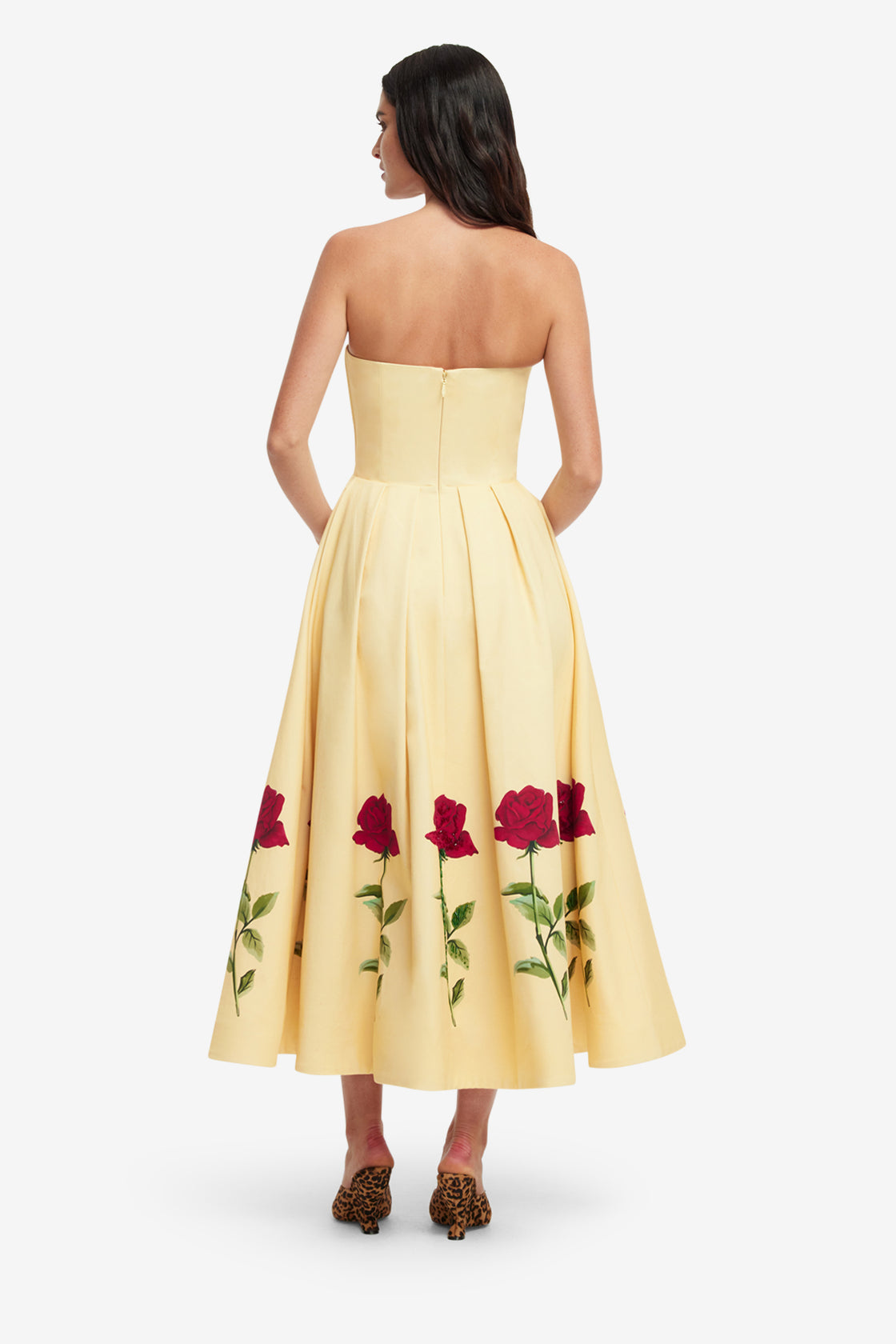 Exclusive LEO LIN Lynn Embellished Rose Bustier Midi Dress - Butter