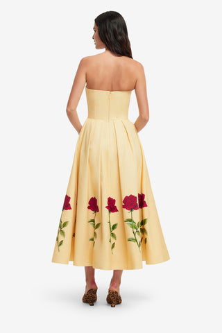 Exclusive LEO LIN Lynn Embellished Rose Bustier Midi Dress - Butter