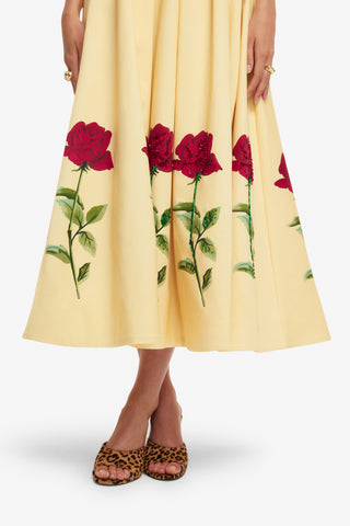 Exclusive LEO LIN Lynn Embellished Rose Bustier Midi Dress - Butter