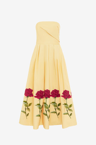 Exclusive LEO LIN Lynn Embellished Rose Bustier Midi Dress - Butter