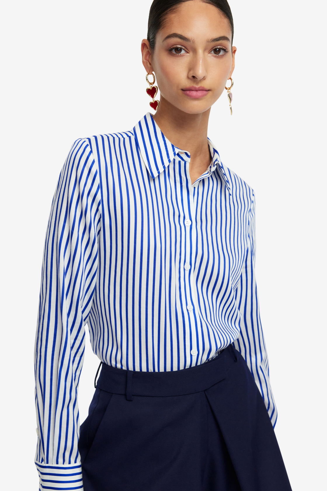 Exclusive LEO LIN Rosaline Striped Shirt - Navy