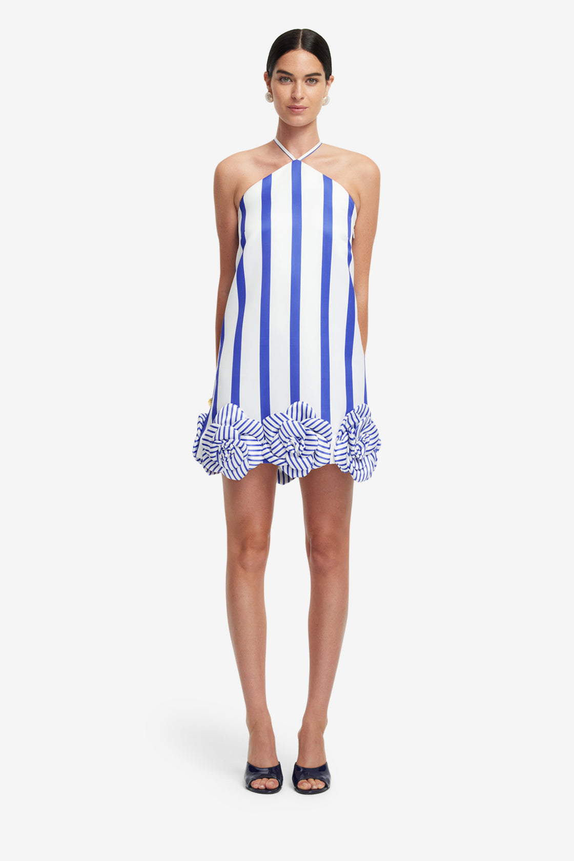 Exclusive LEO LIN Suzy Striped Halterneck Mini Dress - Navy