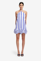 Suzy Striped Halterneck Mini Dress - Navy Dress Mini