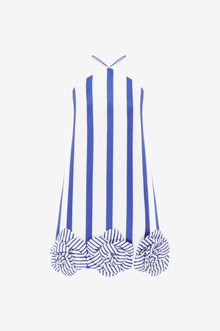 Exclusive LEO LIN Suzy Striped Halterneck Mini Dress - Navy