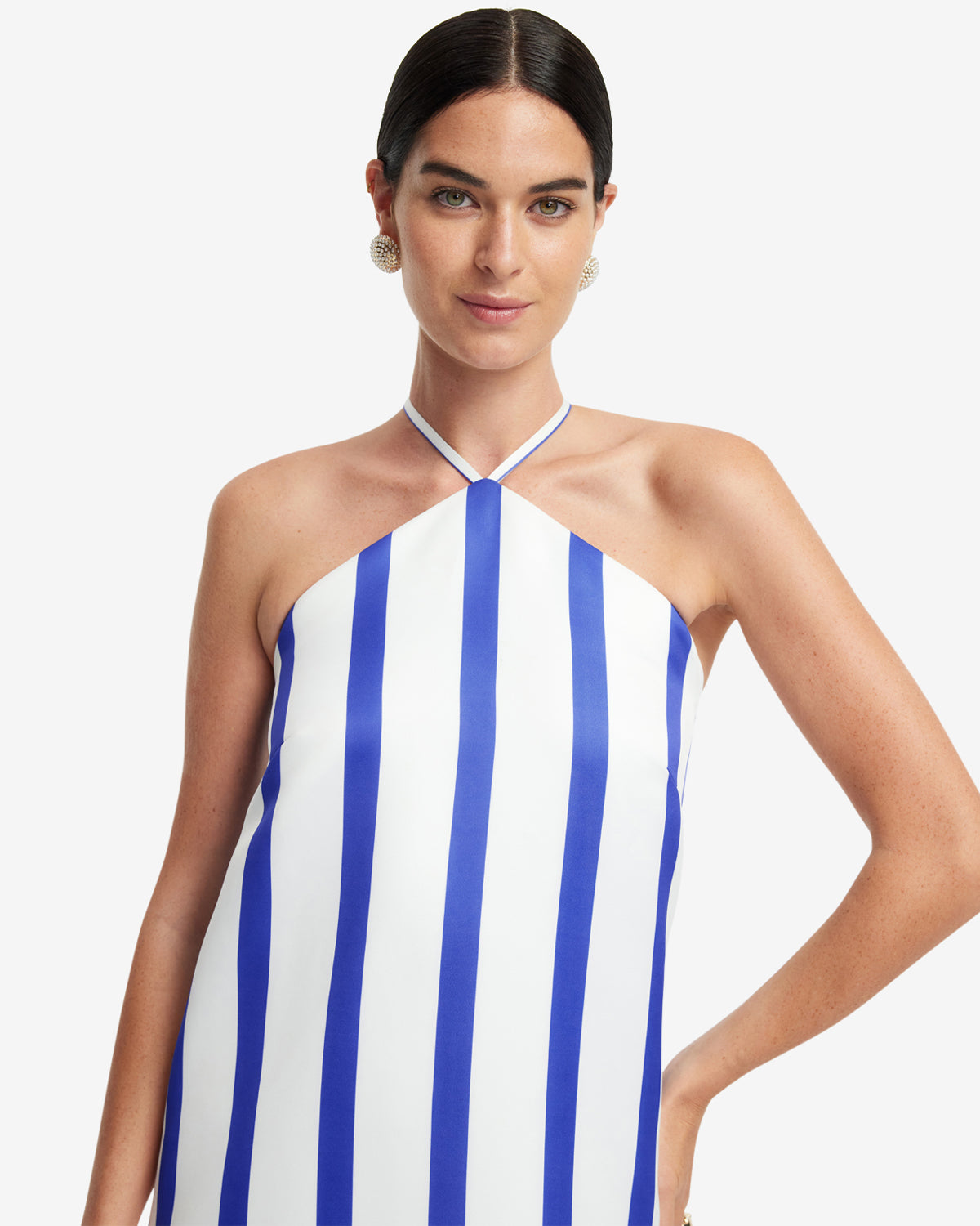 Suzy Striped Halterneck Mini Dress - Navy LEO LIN Suzy Striped Halterneck Mini Dress - Navy LEO LIN