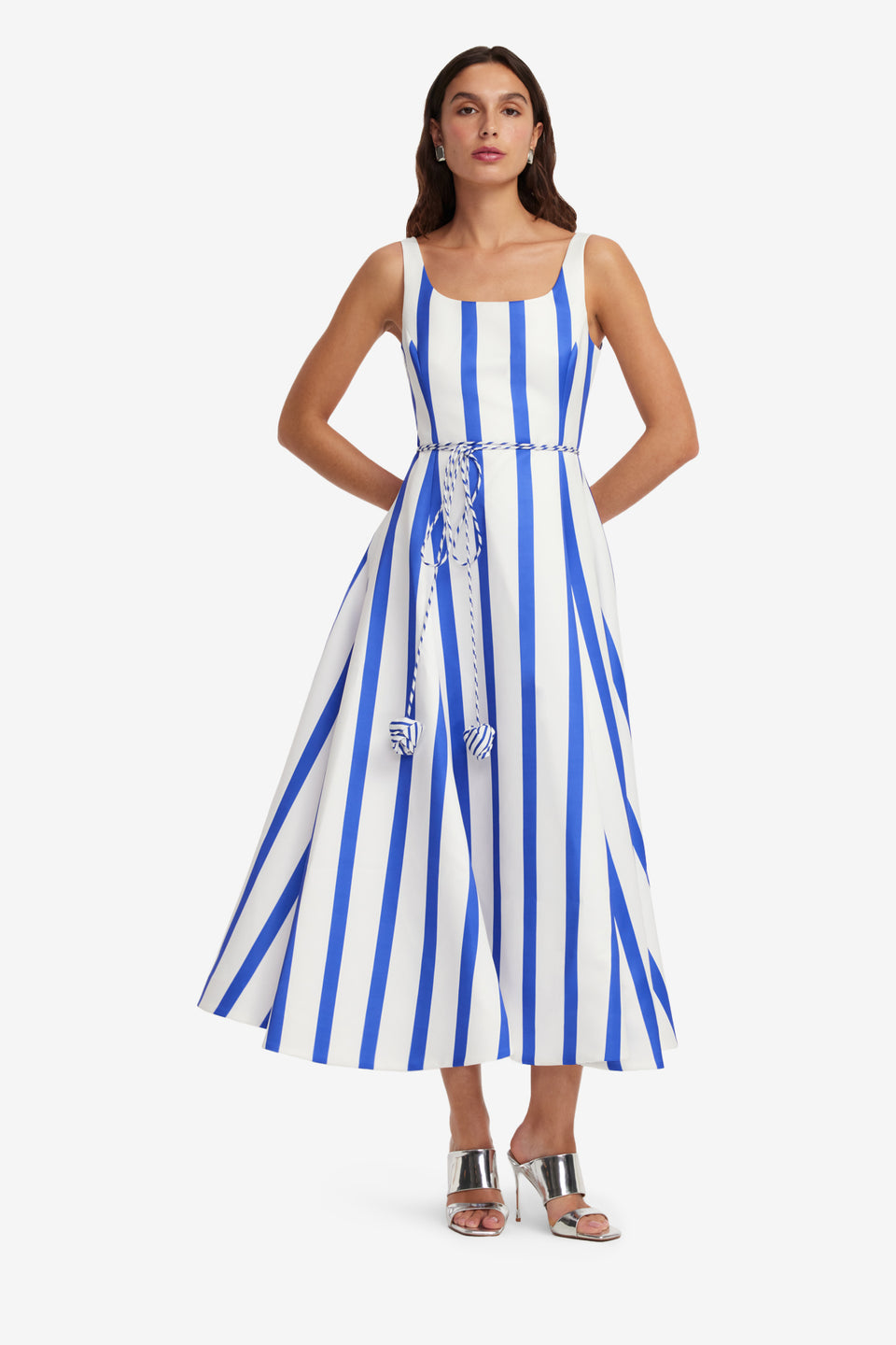 Exclusive LEO LIN Serafina Striped Maxi Dress - Navy