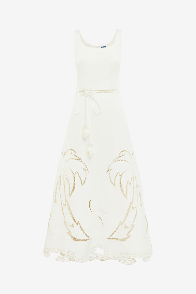 Exclusive LEO LIN Serafina Applique Maxi Dress - Vanilla