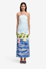 Ava Bustier Maxi Dress - Nautical Print Dress Maxi