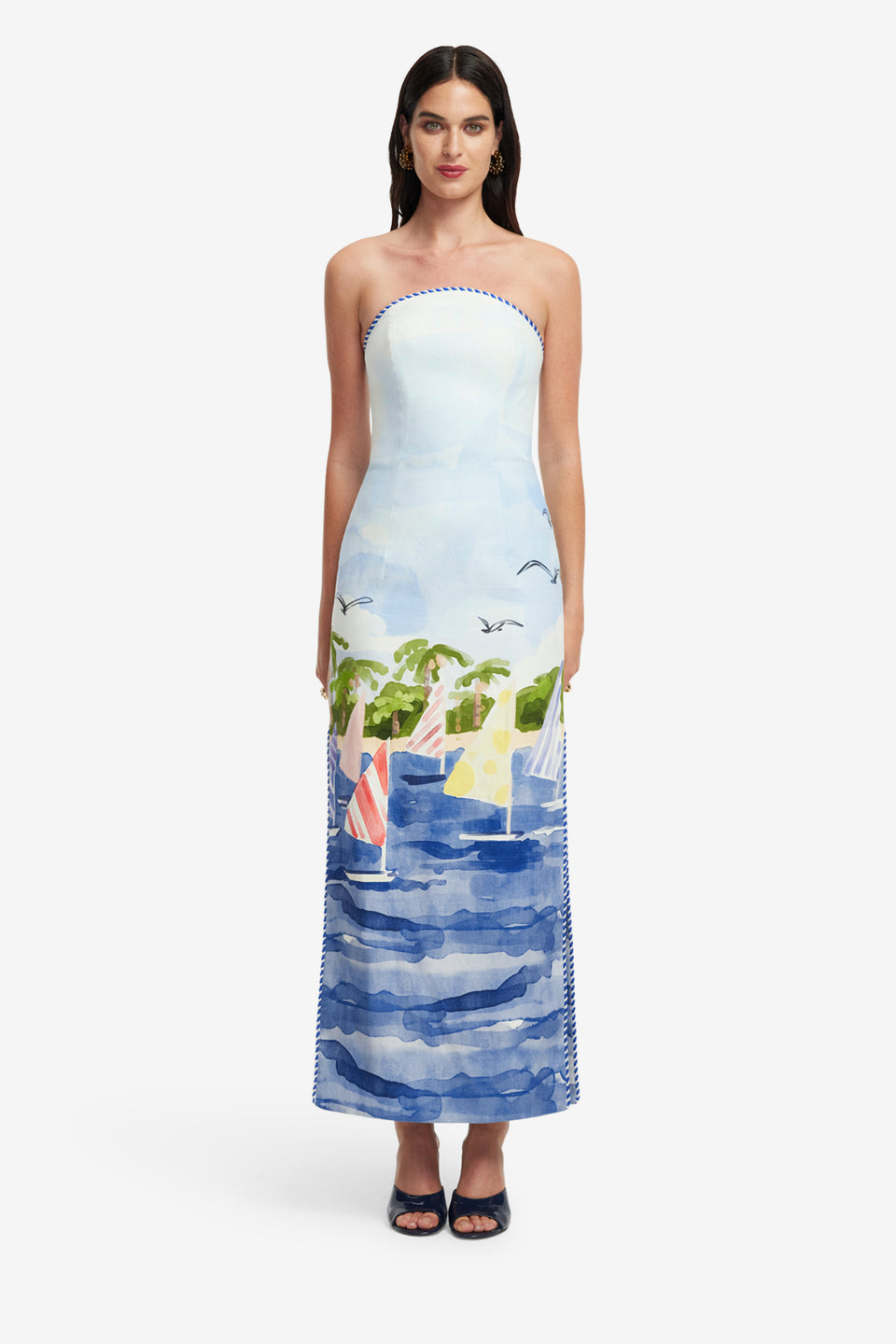 Exclusive LEO LIN Ava Bustier Maxi Dress - Nautical Print