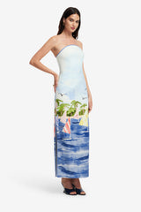 Ava Bustier Maxi Dress - Nautical Print Dress Maxi