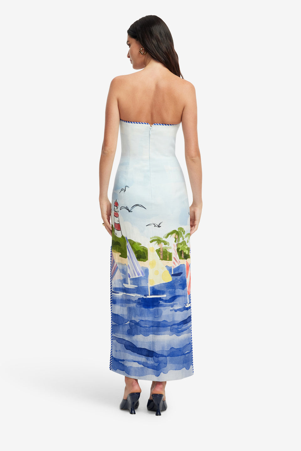 Exclusive LEO LIN Ava Bustier Maxi Dress - Nautical Print