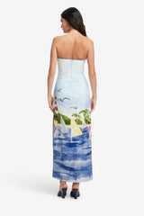 Ava Bustier Maxi Dress - Nautical Print Dress Maxi
