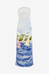 Ava Bustier Maxi Dress - Nautical Print Dress Maxi