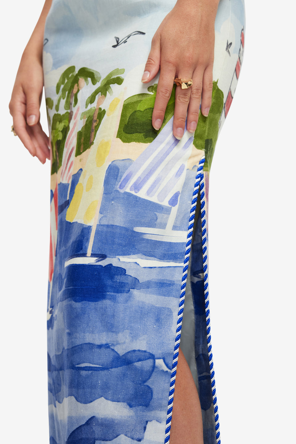Exclusive LEO LIN Ava Bustier Maxi Dress - Nautical Print