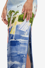 Ava Bustier Maxi Dress - Nautical Print Dress Maxi