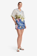 Casey Silk Button Shirt - Nautical Print Blouse/Shirts