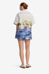 Casey Silk Button Shirt - Nautical Print Blouse/Shirts