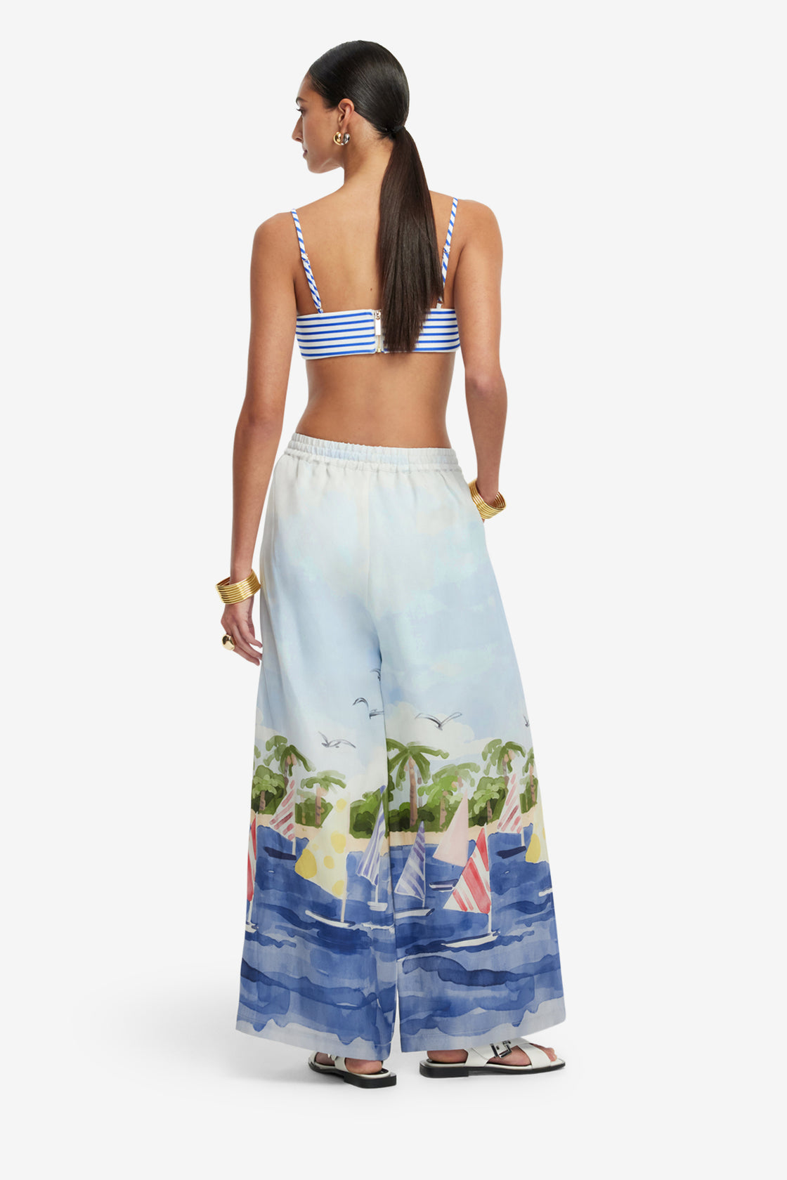 Exclusive LEO LIN Jamie Wide Leg Pants - Nautical Print