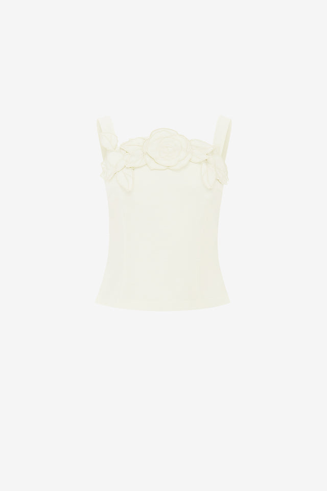 Exclusive LEO LIN Isadora Applique Top - Vanilla