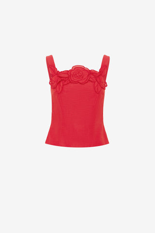 Exclusive LEO LIN Isadora Applique Top - Scarlet