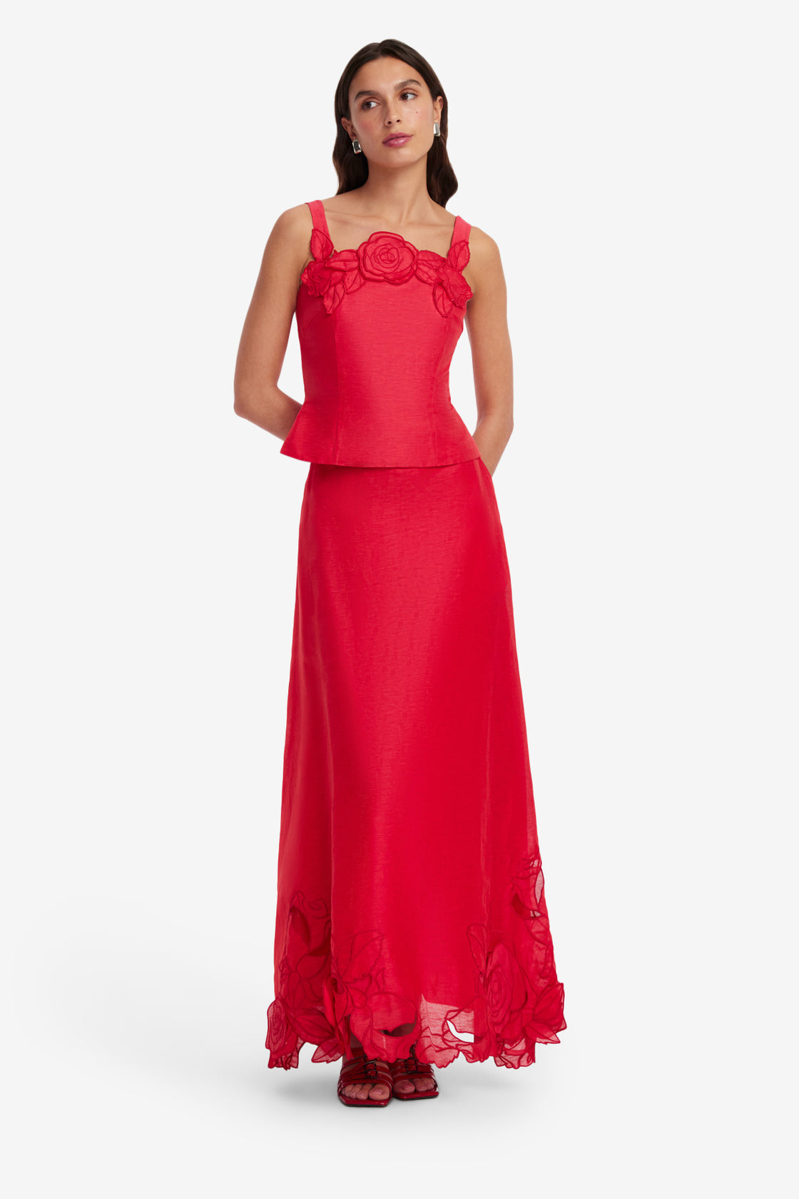 Exclusive LEO LIN Isadora Applique Top - Scarlet