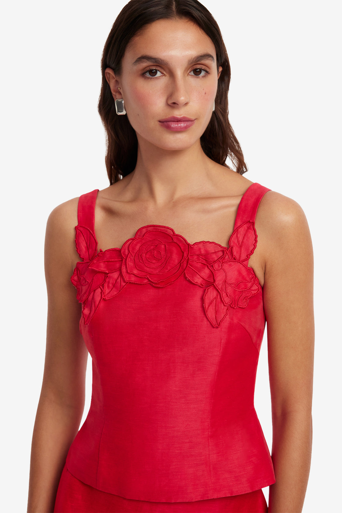 Exclusive LEO LIN Isadora Applique Top - Scarlet