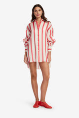 Kathleen Striped Silk Blouse - Scarlet Blouse/Shirts