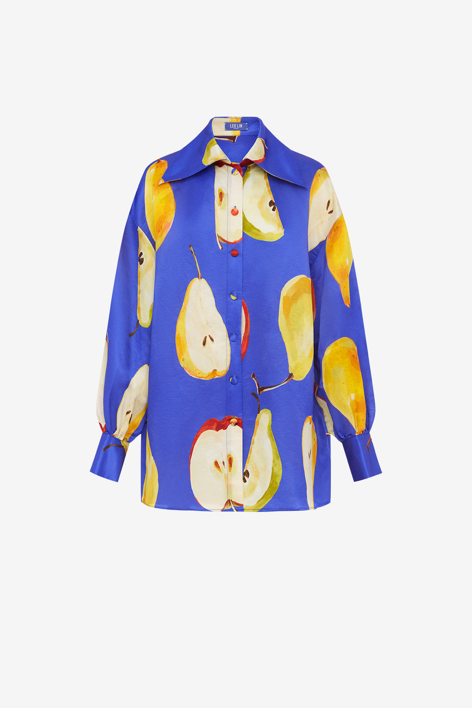 Exclusive LEO LIN Kathleen Linen Blouse - Pear Print